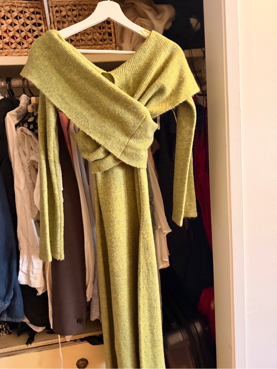 cult gaia Sweaters - cult gaia Moss Green Off-Shoulder Knit Dress